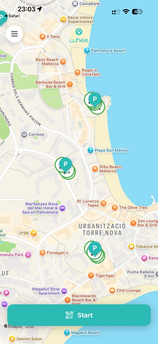Map of hotel zones in the WHEE app