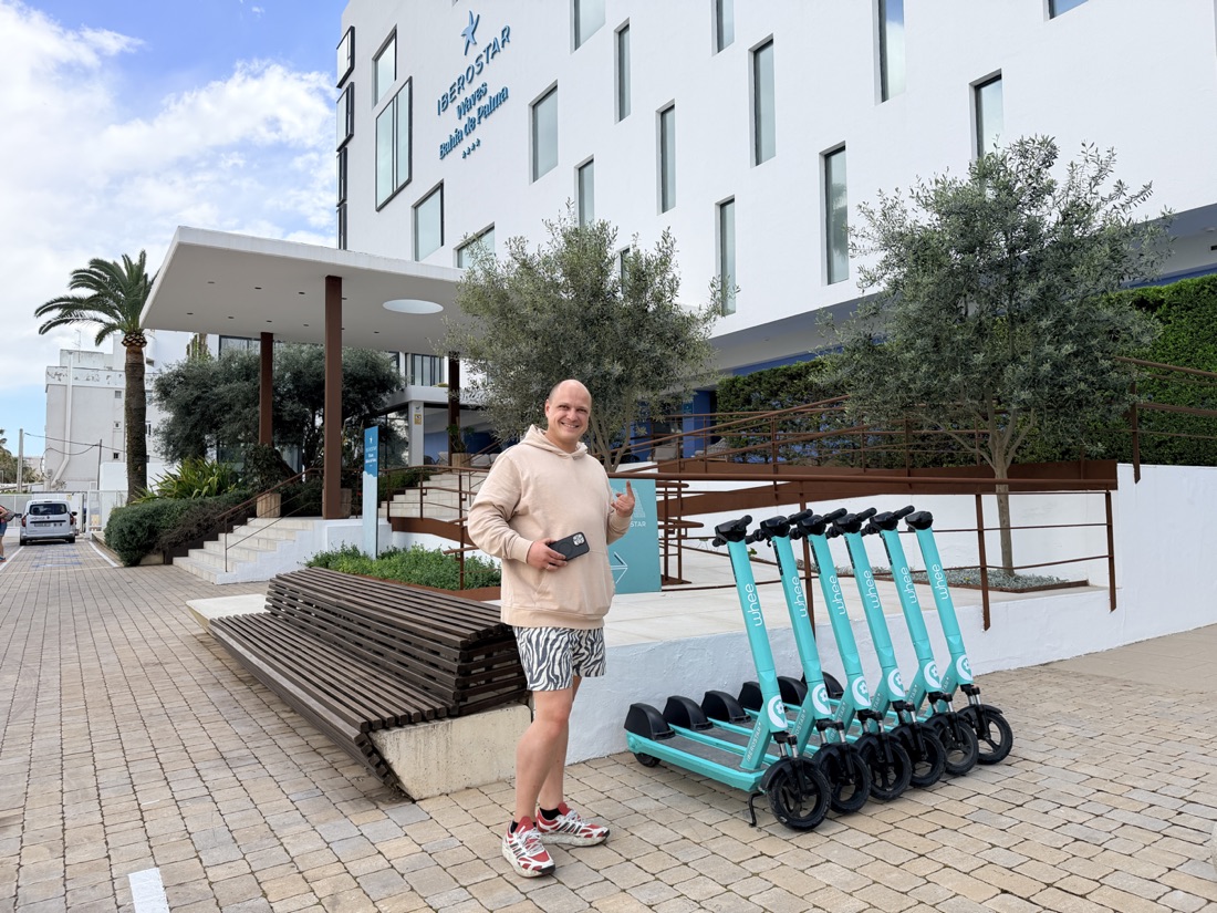 WHEE scooters outside an Iberostar hotel in Palma de Mallorca
